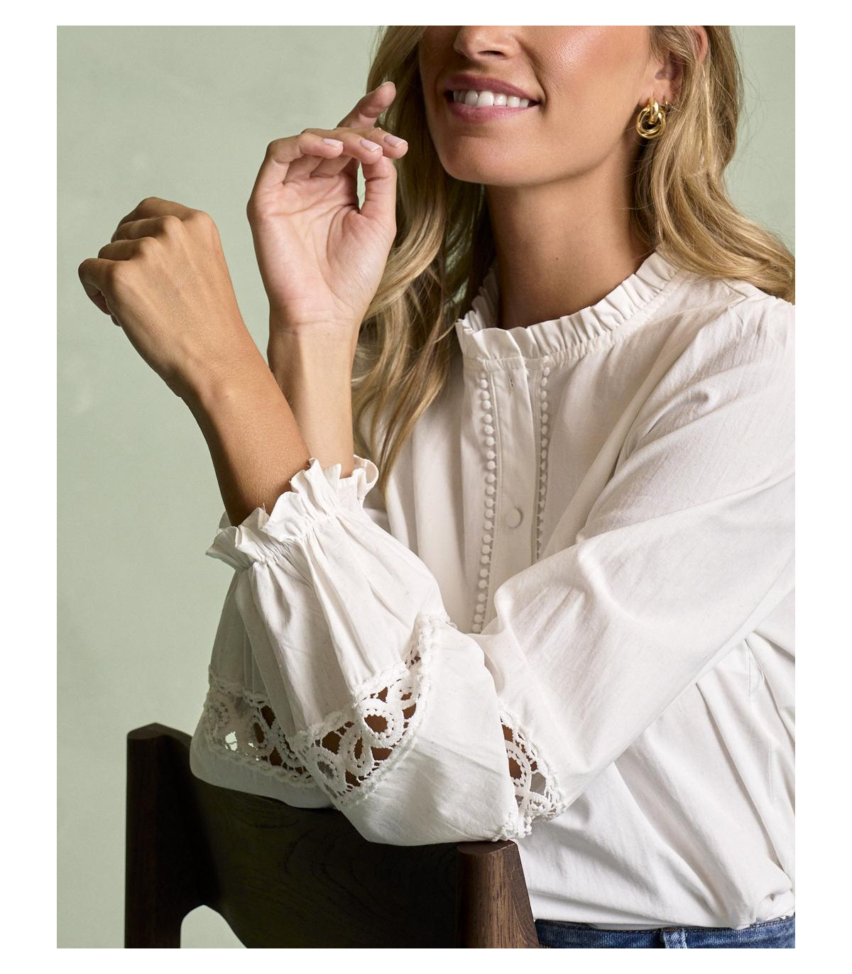 Camisa bordada Blanca Polin
