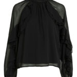 BLUSA NEGRA DE GASA CON VOLANTES