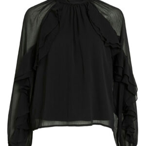 BLUSA NEGRA DE GASA CON VOLANTES