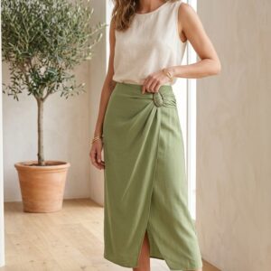FALDA MIDI VIFRIN CON HEBILLA