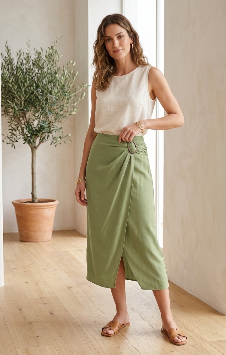 FALDA MIDI VIFRIN CON HEBILLA