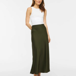 FALDA SATINADA VERDE MUSGO VIELLETTE