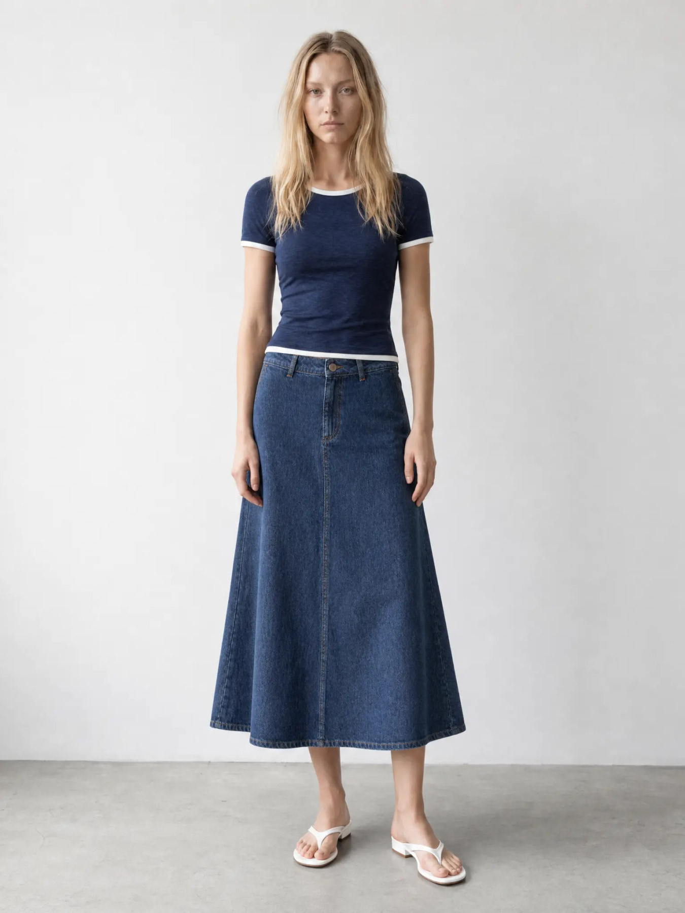 VIPAL FALDA DENIM MIDI