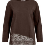 JERSEY SOLEIL MARRÓN ALGODÓN CON PUNTILLA