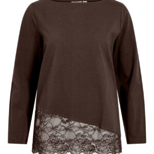 JERSEY SOLEIL MARRÓN ALGODÓN CON PUNTILLA