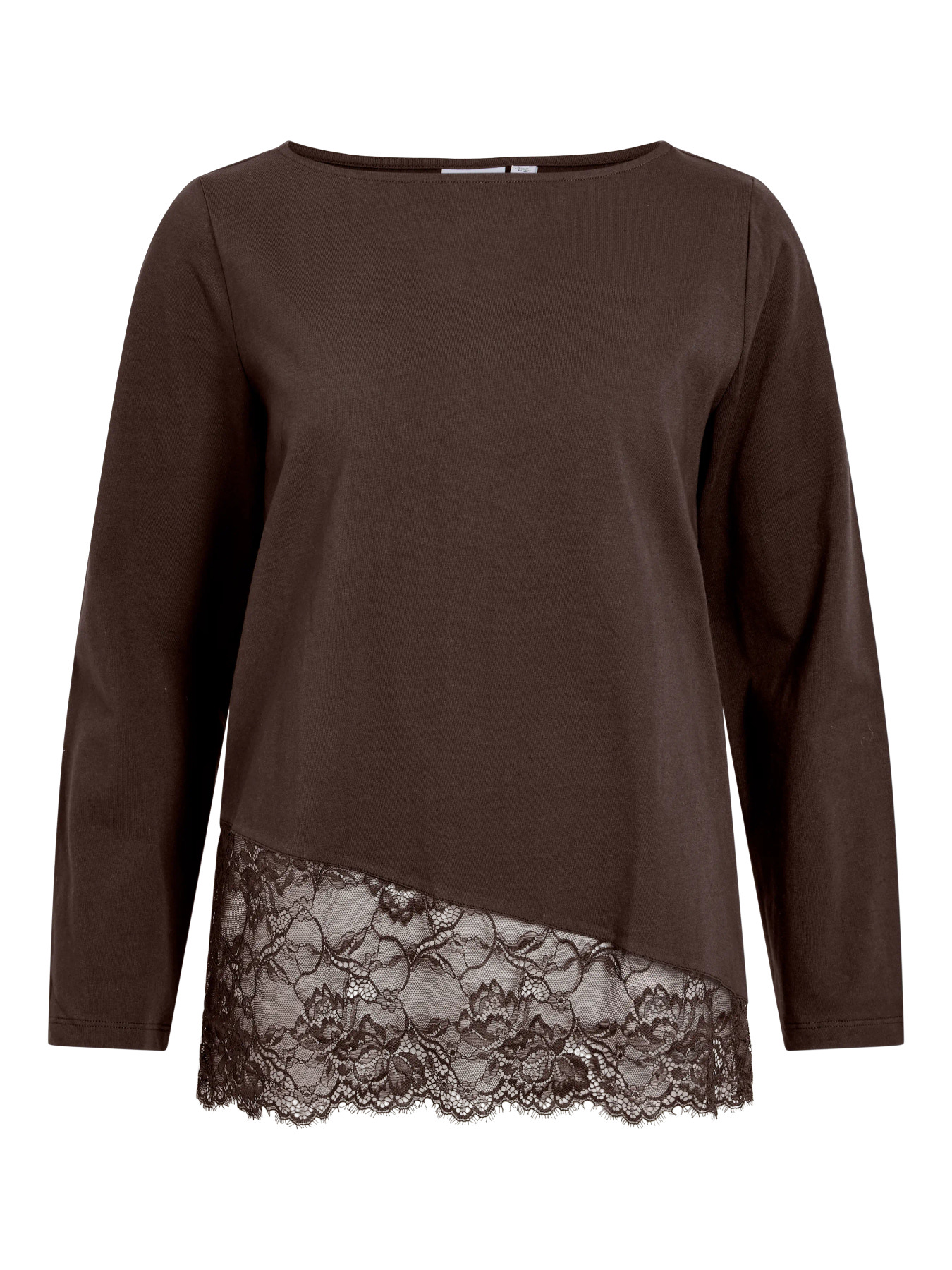 JERSEY SOLEIL MARRÓN ALGODÓN CON PUNTILLA