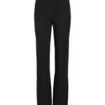Pantalón negro VILA Viprilea de mujer con tiro alto, tejido elástico y corte bootcut.