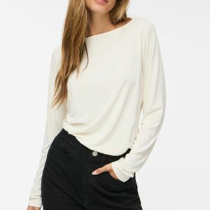 TOP VILA VIMODALA NEGRO DE MANGA LARGA CON ESCOTE BARCO BEIGE