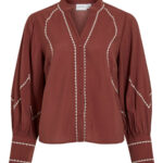 BLUSA VIMARETTE BOHO COLOR TEJA CON RIBETES