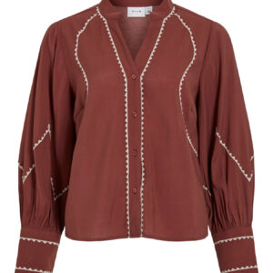 BLUSA VIMARETTE BOHO COLOR TEJA CON RIBETES