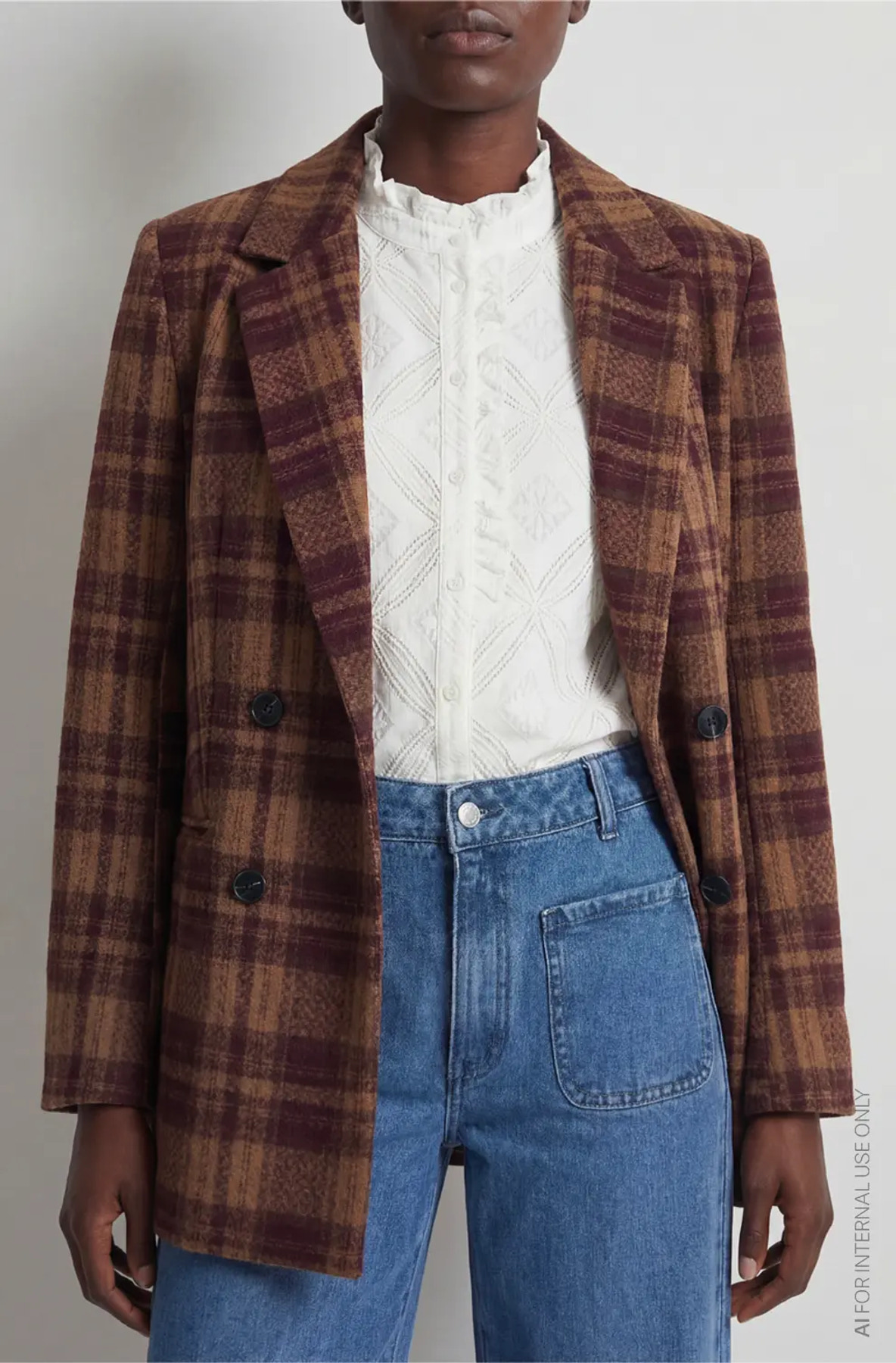 CAMISA VILA VIROSANA CRUDA CON VOLANTES Y CUELLO MAO