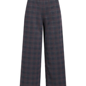 Pantalón VILA de cuadros para mujer de tiro alto, pierna ancha y largo 7/8