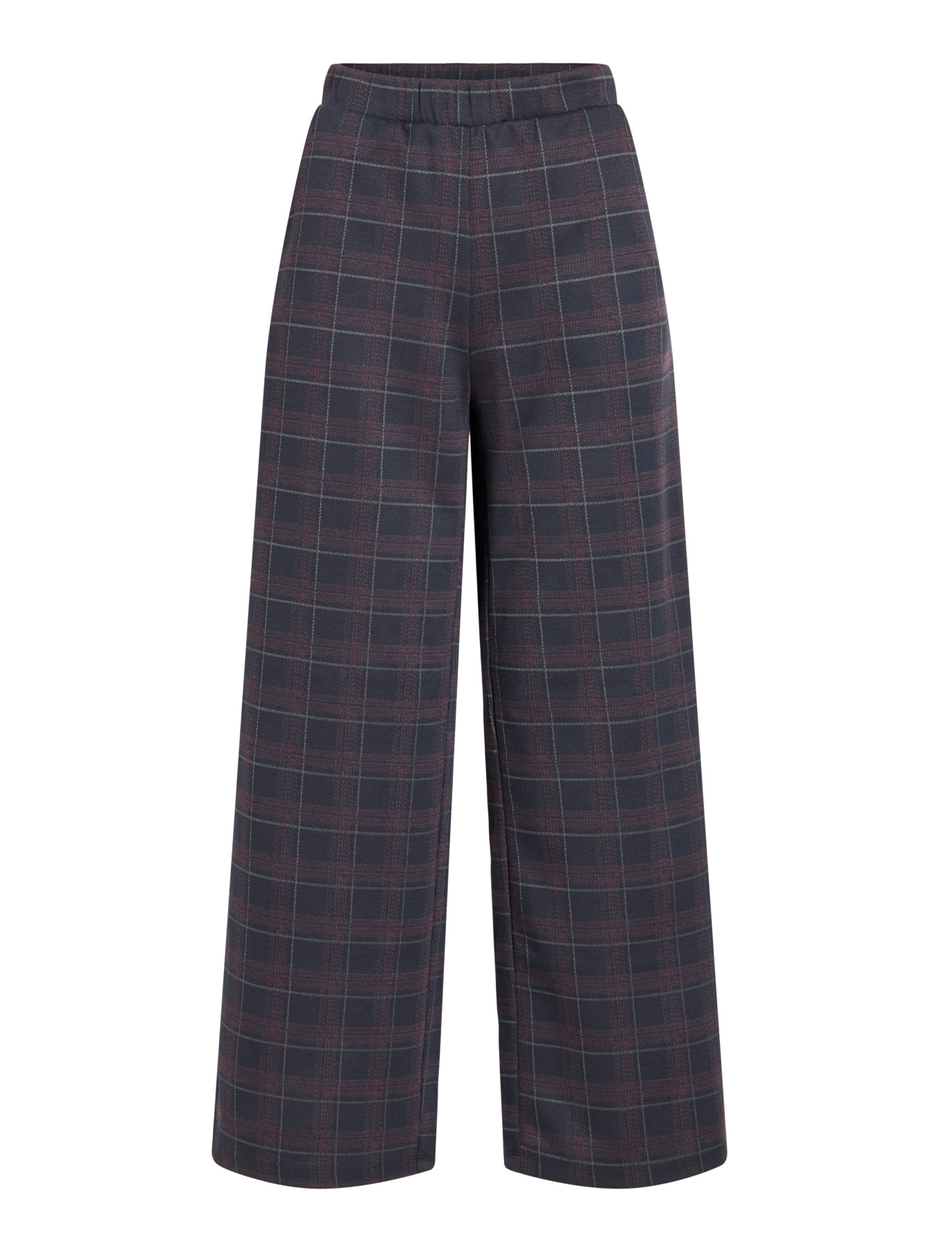 Pantalón VILA de cuadros para mujer de tiro alto, pierna ancha y largo 7/8