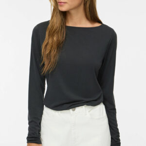 TOP VILA VIMODALA NEGRO DE MANGA LARGA CON ESCOTE BARCO NEGRO